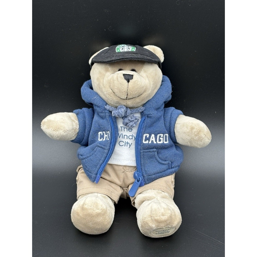 Vintage 2007 Starbucks Bearista Bear Chicago Windy City Plush 58th Edition
